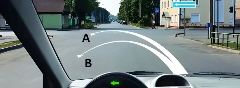 Вопрос 1: По какой траектории разрешается выполнить разворот?