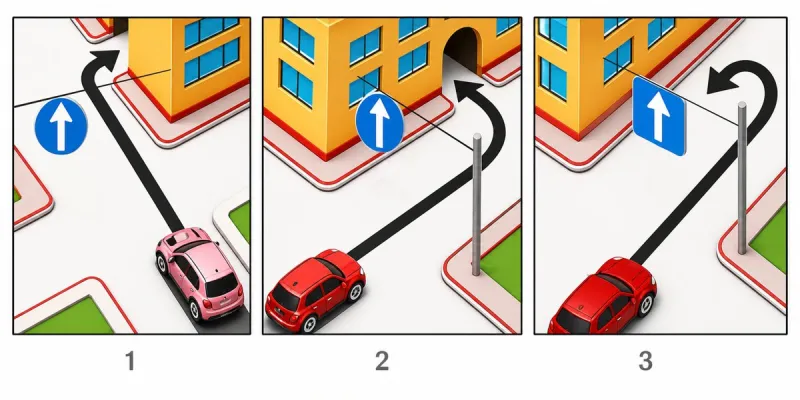 Question 2: In which image is the driver performing the maneuver correctly?