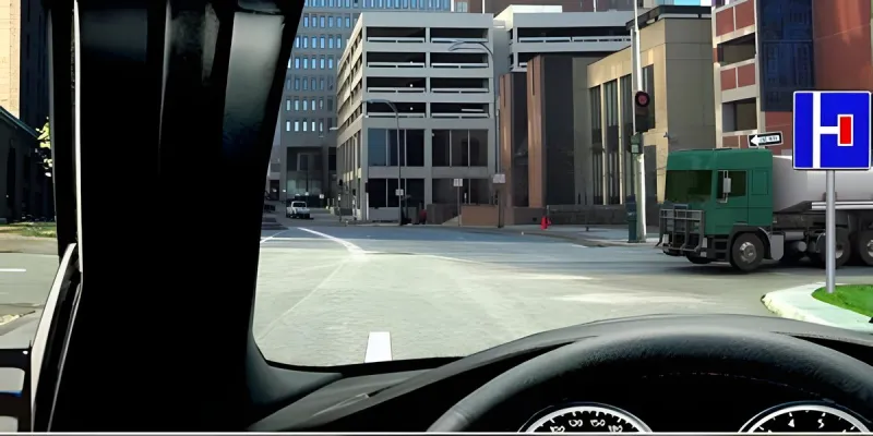 Question 122: Is a bus driver permitted to make a right turn in this situation?