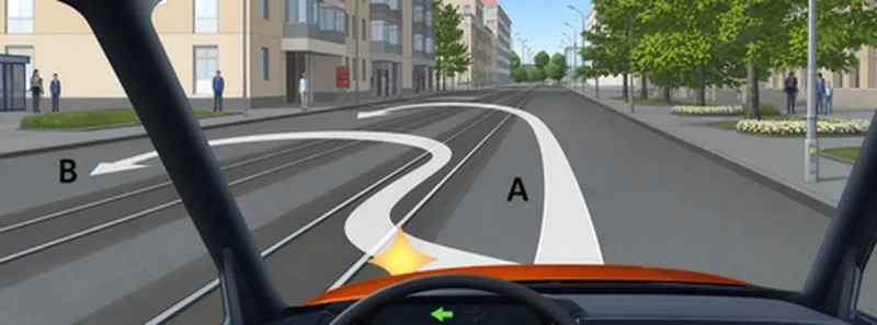 Question 2: Along which path is the driver permitted to make a U-turn?