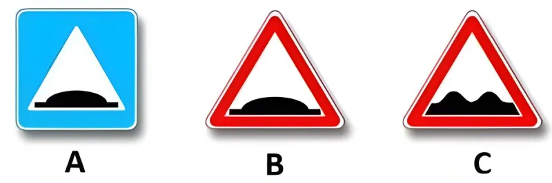 Question 6: Which sign is used to mark a speed hump?