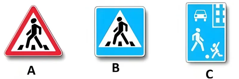Question 7: Which signs indicate the section where drivers must yield to pedestrians crossing the road