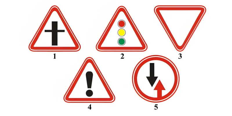 Question 7: Which sign requires a driver to yield to vehicles proceeding on the intersecting road?