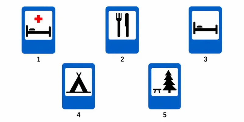 Question 6: Which sign indicates a “Hotel” or “Motel”?