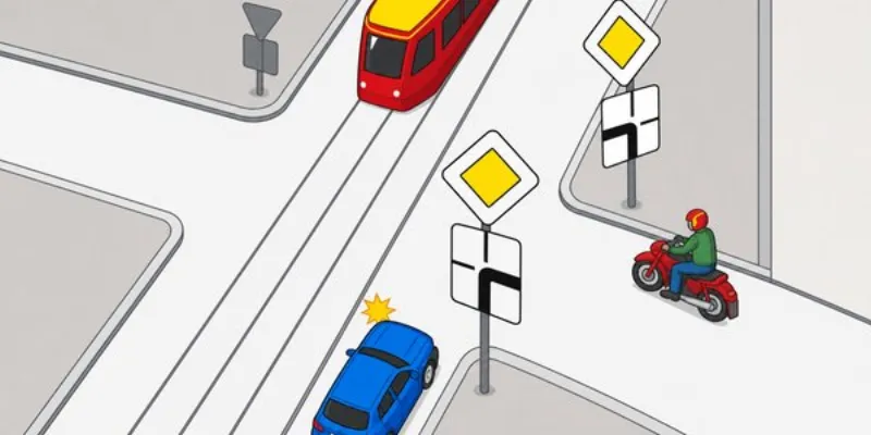 Вопрос 9: В какой последовательности транспортные средства проедут перекрёсток?