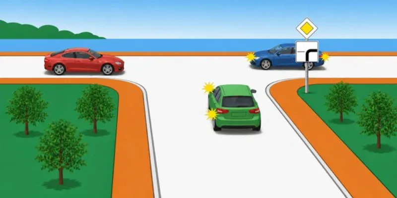 Question 9: Which automobile will proceed through the intersection last?