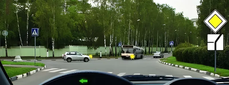 Question 11: When making a left turn, to whom must the driver yield?