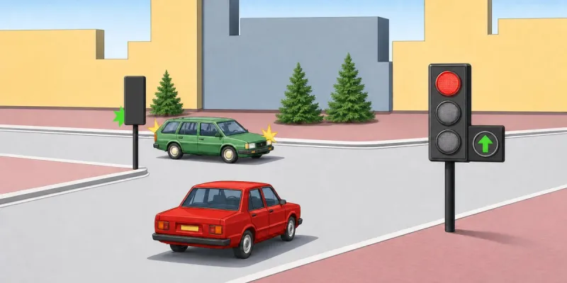 Question 12: The driver of the red automobile: