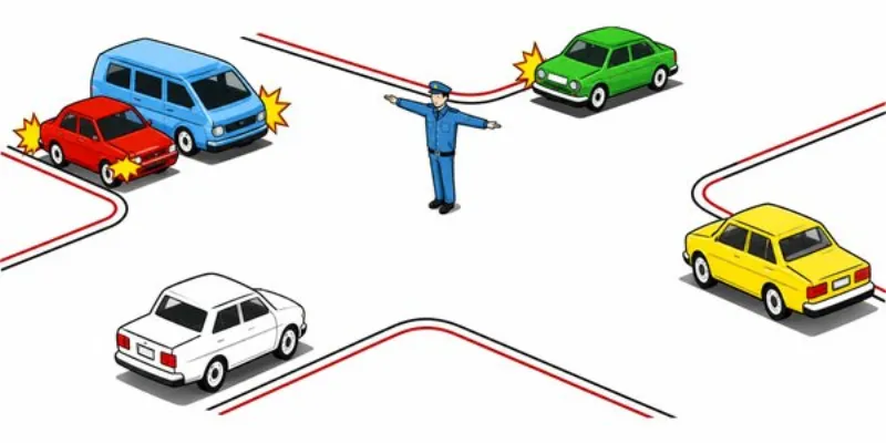 Question 13: Which vehicles are permitted to proceed?