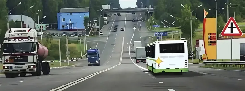 Question 161: Outside a populated area, is a bus driver permitted to pass the trucks along the indicated