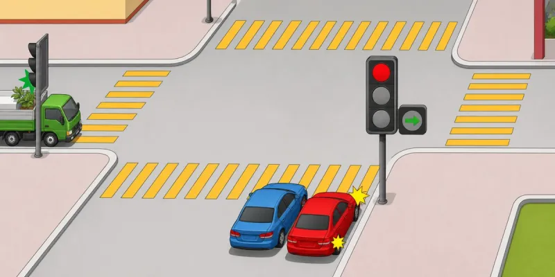 Question 12: Which vehicle will proceed through the intersection first?