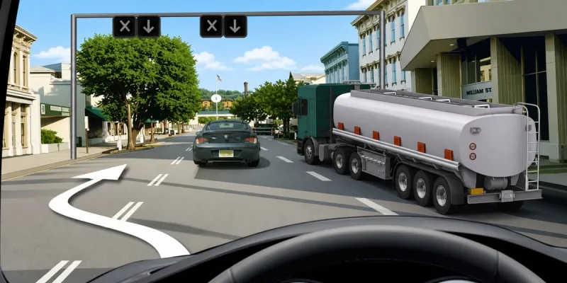 Question 12: Is it permitted to proceed along the indicated path when the reversible traffic signals ar