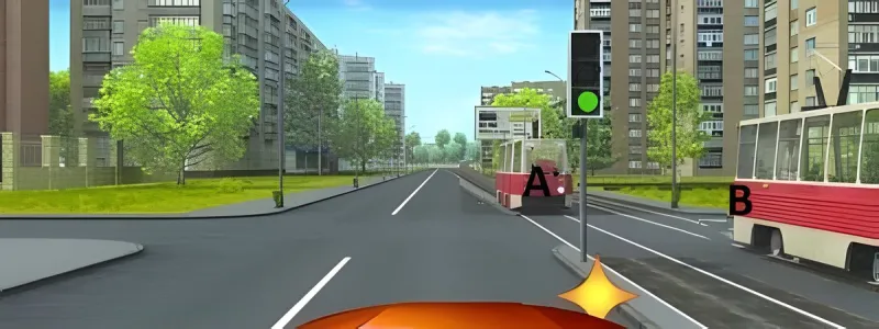 Question 13: In this situation, to which tram operator must you yield?