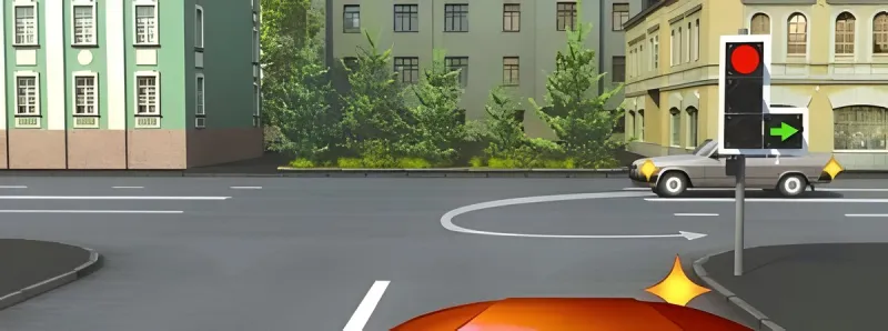 Question 13: In this situation, when making a right turn, must you yield?