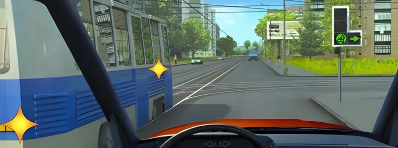 Question 13: In this situation, must you yield to the tram operator?