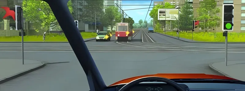 Question 13: When proceeding straight through the intersection, the driver:
