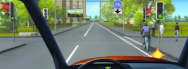 Question 60: When making the turn, the driver must yield to: