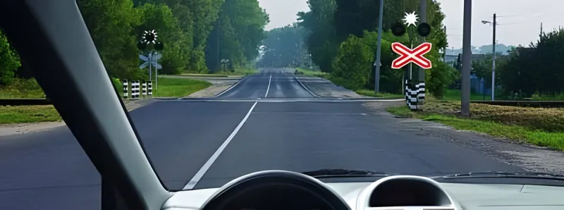 Question 13: Proceeding across the railroad crossing is: