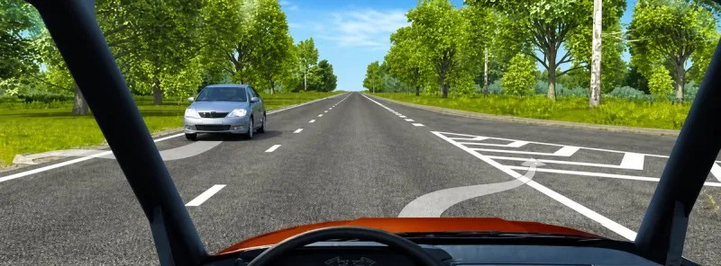 Question 15: Which driver is permitted to cross the solid pavement marking when stopping?