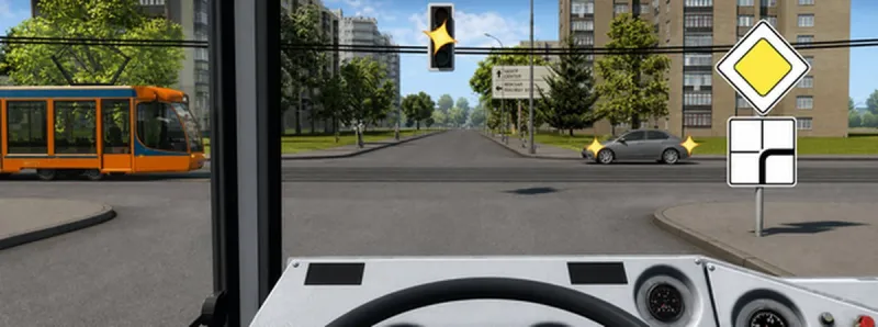 Question 112: A bus driver intends to proceed straight ahead. With the traffic signal flashing yellow, t