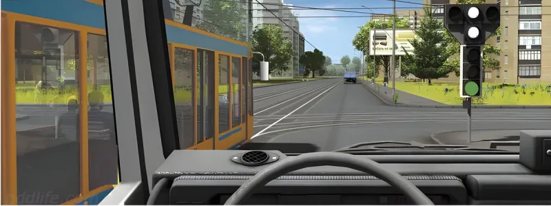Question 98: In which direction may the driver of a tourist bus proceed in this situation?