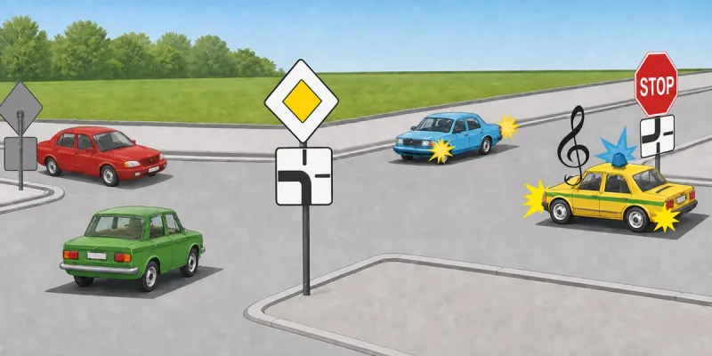 Question 18: The blue automobile will proceed through the intersection:
