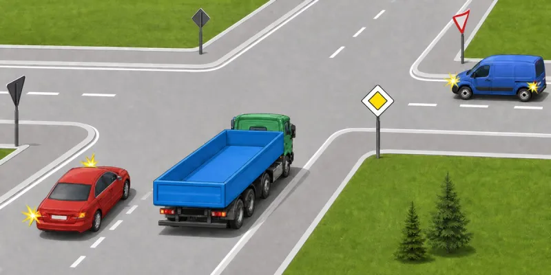 Question 19: Is the driver of the red automobile permitted to pass in this situation?