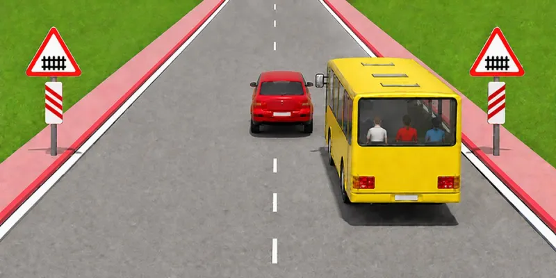 Question 19: Is it permitted to pass the bus at the indicated location?