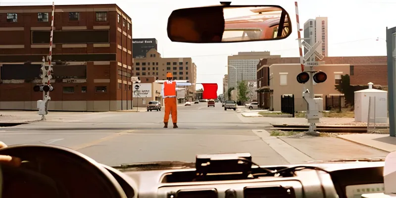Question 18: Is it permitted to enter the railroad crossing in this situation?