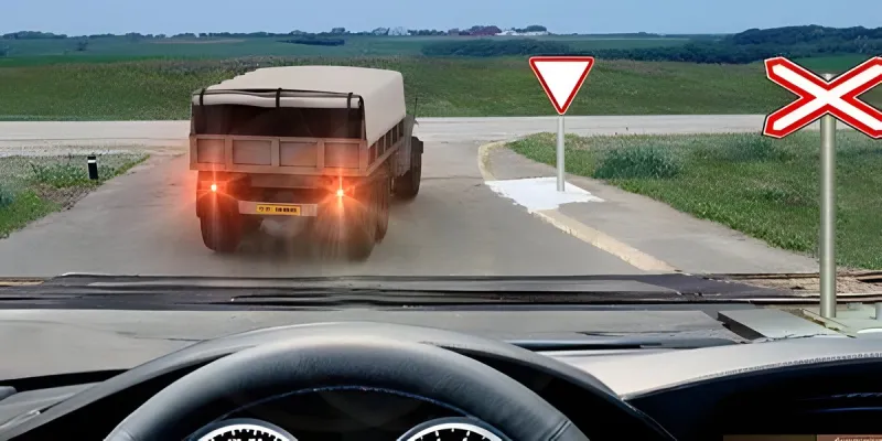 Question 79: In this situation, is it permitted to cross the railroad crossing?