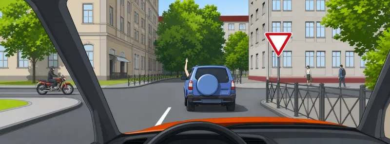 Question 96: By raising an arm, the driver indicates:
