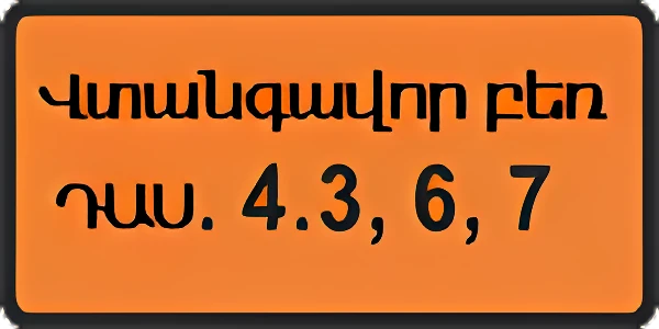 8.19 Класс опасного груза: Указывает номер класса (классов) опасных грузов.